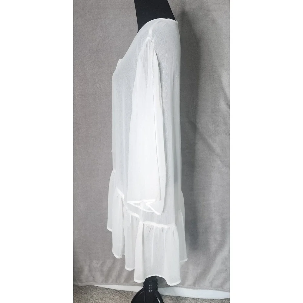 White‎ Sheer Beautiful Coquette Swim Cover Up Size XL Tie Front Western Boho